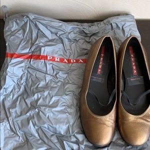 Prada bronze flats, 38.5 with original bag!